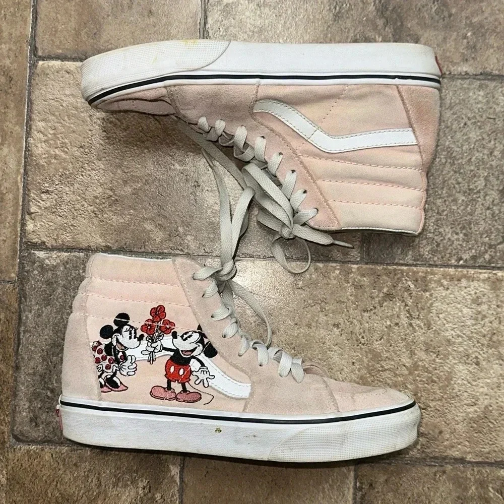 Vans x Disney Sk8-Hi Pink Floral High Top Sneakers Size 6.5 Women - Picture 3 of 8